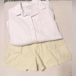 Girls seersucker spring shorts outfit